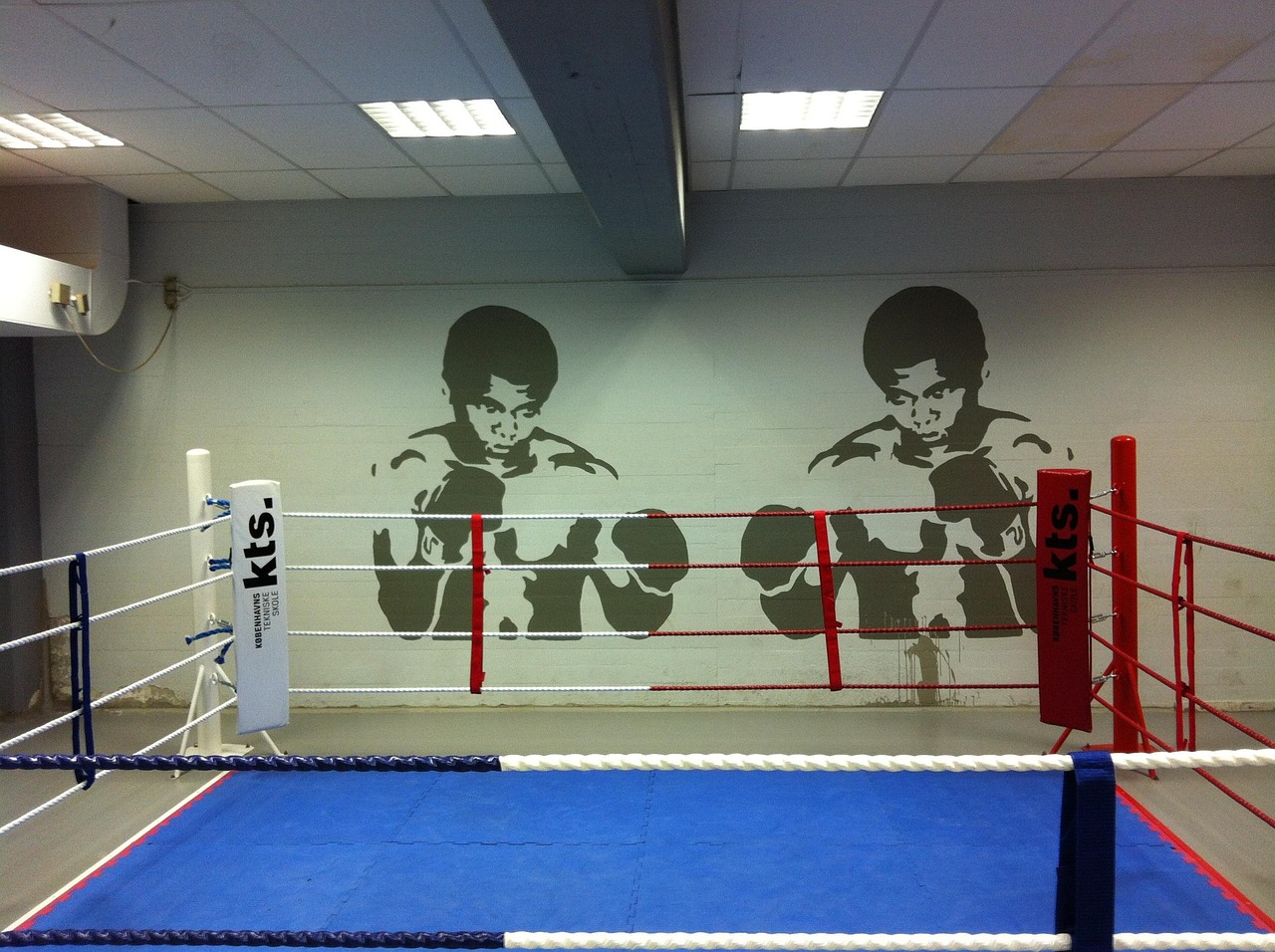 A boxing ring in a gym