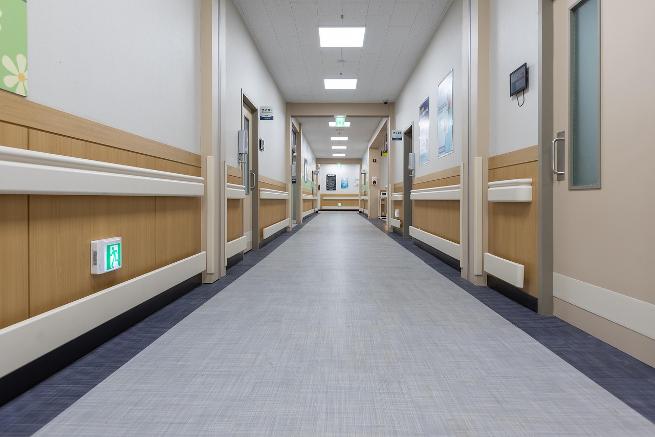 A calm hospital corridor