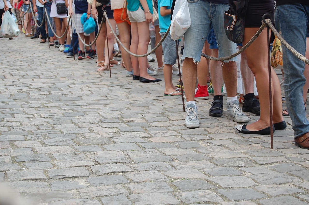 People waiting in a line