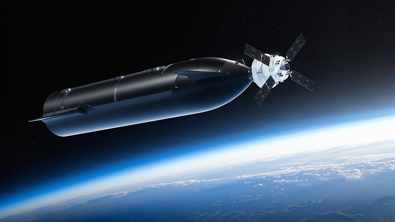 Artist's concept of NASA's Orion spacecraft with the Starship lunar lander